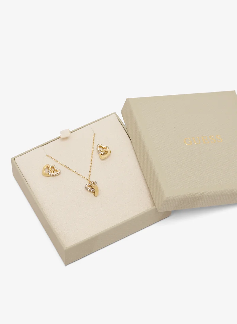 GUESS  Heart Links Necklace And  Studs for Women | Best Price UAE